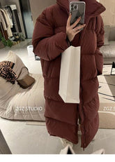 extra long loose warm down puffer coat jacket