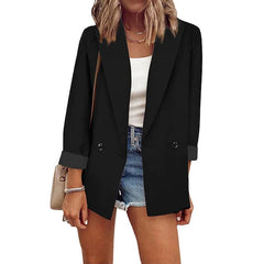Basic Double Breasted Solid Colored Blazer