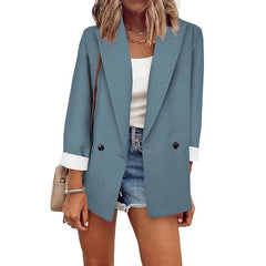 Basic Double Breasted Solid Colored Blazer