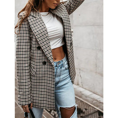 Blazer Casual Jacket Long Sleeve Plaid Check Quilted