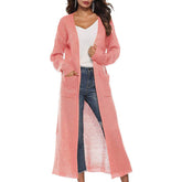 Casual Long Sleeve Split Open Cardigan Knit Long Cardigan Sweaters with Pockets