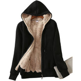Casual Winter Warm Sherpa Lined Zip Up Hooded Sweatshirt Jacket