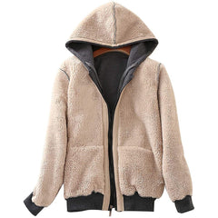 Casual Winter Warm Sherpa Lined Zip Up Hooded Sweatshirt Jacket
