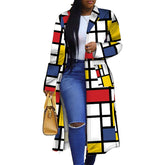 Colored Geo Turn Down Collar Trench Coat