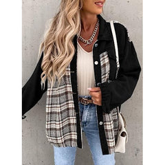 Denim Jacket Long Sleeve Plaid Button Down Shirts Shacket