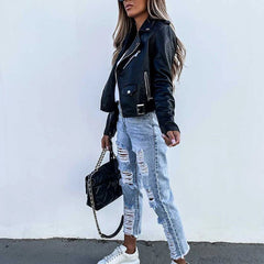 Faux Modern Street Style Leather Jacket