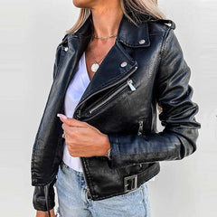 Faux Modern Street Style Leather Jacket