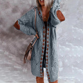 Knitted Color Block Hooded Cardigan Sweater