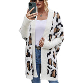Long Sleeves Leopard Print Knitting Cardigan