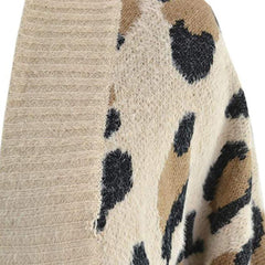 Long Sleeves Leopard Print Knitting Cardigan