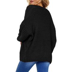 Open Front Long Sleeve Chunky Knit Cardigan Sweaters Loose Outwear Coat