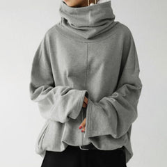Turtleneck Wide Sleeves Solid Loose Pullover Sweatshirt
