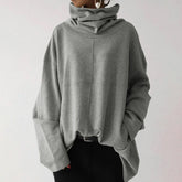 Turtleneck Wide Sleeves Solid Loose Pullover Sweatshirt