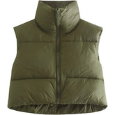 Winter Crop Vest Lightweight Sleeveless Warm Outerwear Puffer Vest Padded Gilet