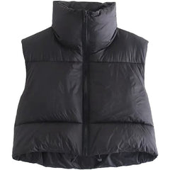 Winter Crop Vest Lightweight Sleeveless Warm Outerwear Puffer Vest Padded Gilet