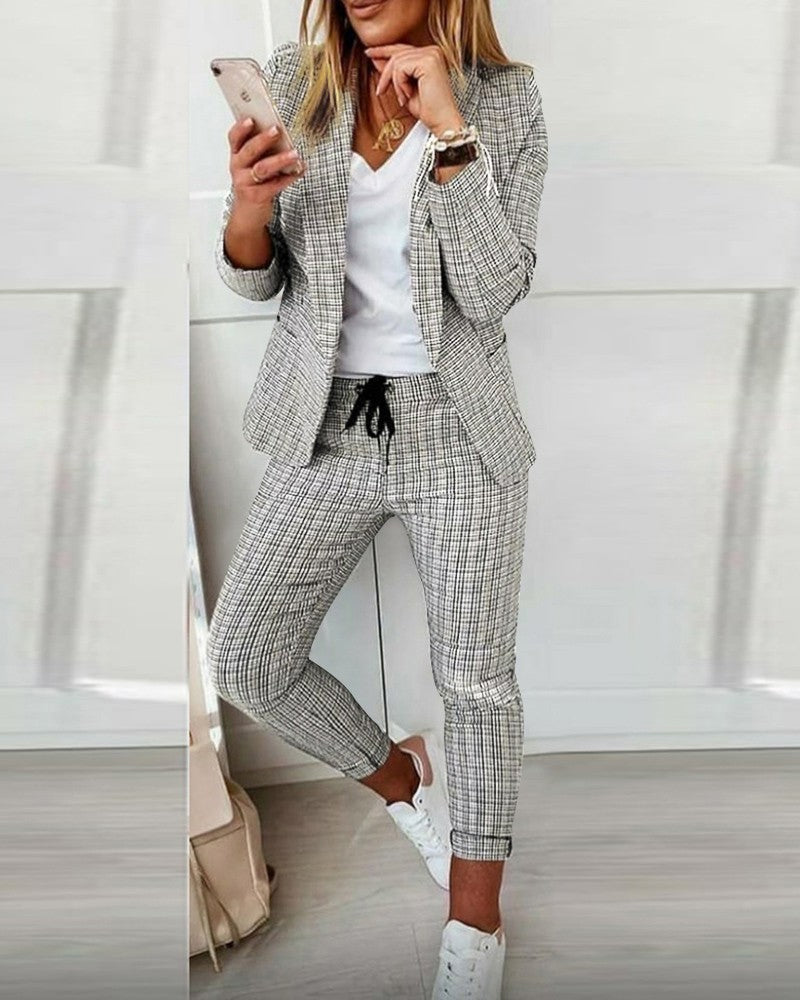Plaid Comfortable Casual Suit