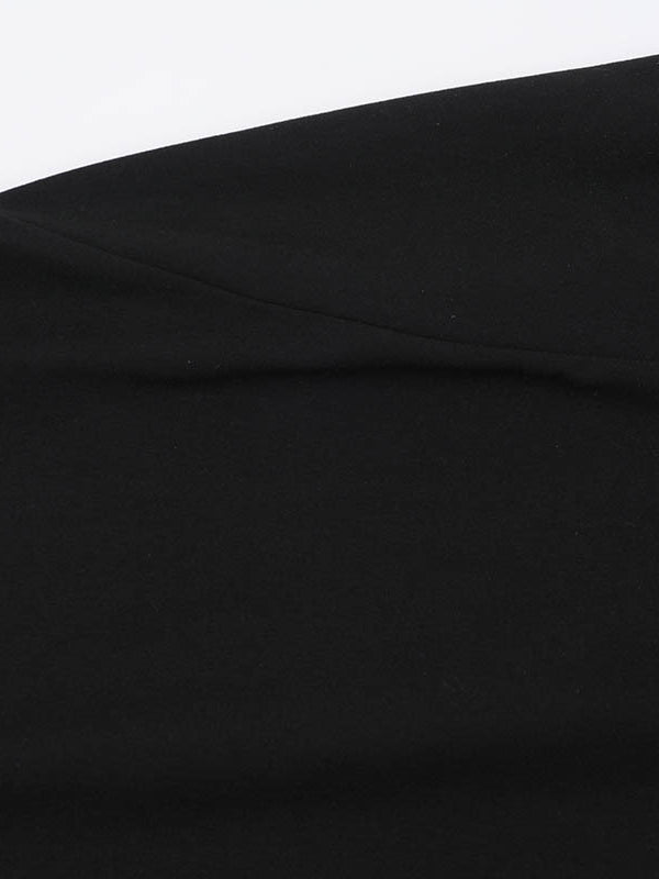 Asymmetric Solid Color Split-Joint Split-Side Long Sleeves Loose Round-Neck Maxi Dresses