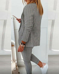 Plaid Comfortable Casual Suit