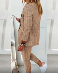 Plaid Comfortable Casual Suit