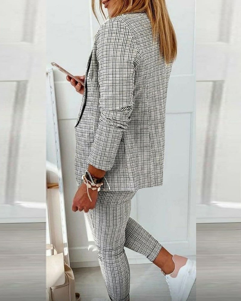 Plaid Comfortable Casual Suit