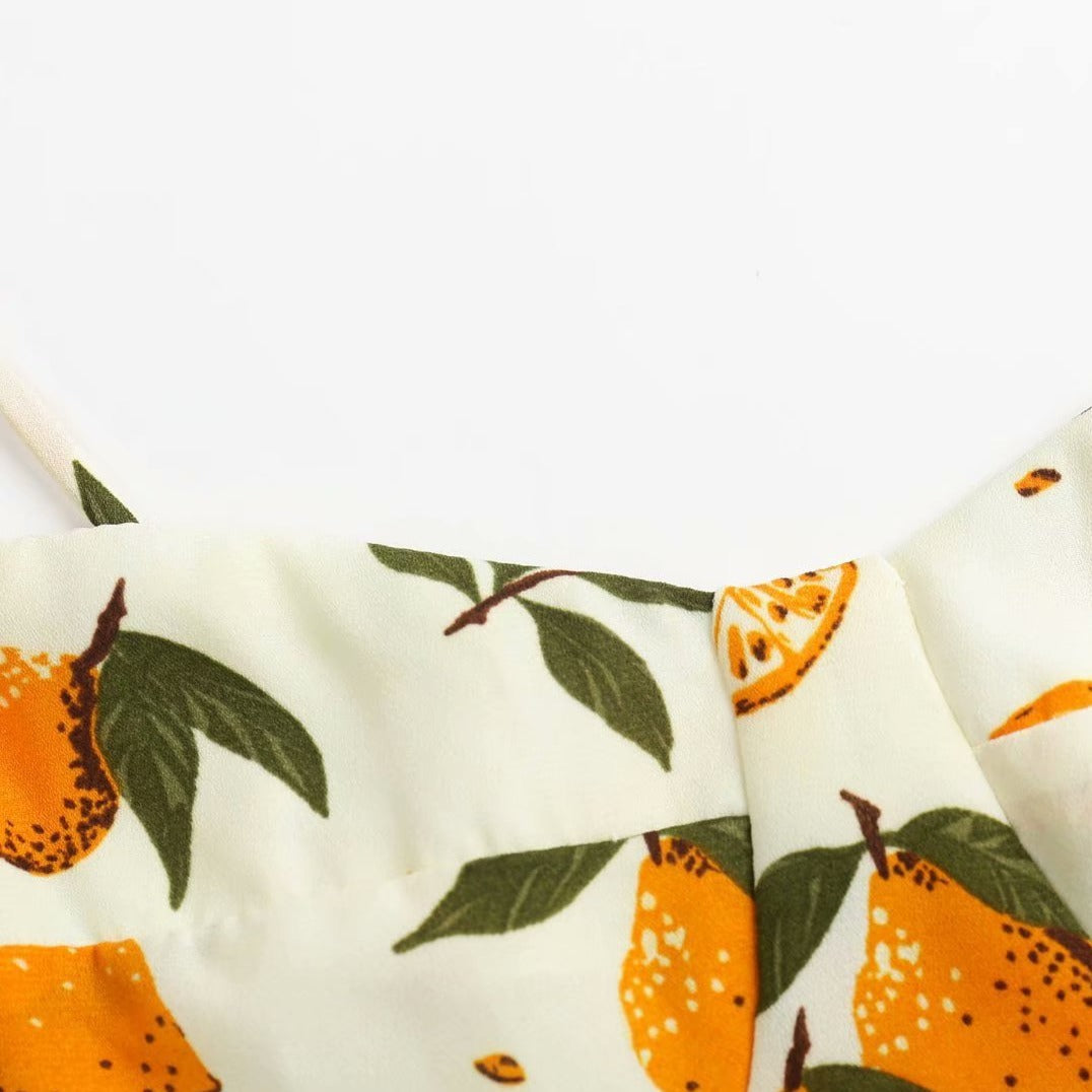 Cream Citrus Crop Top
