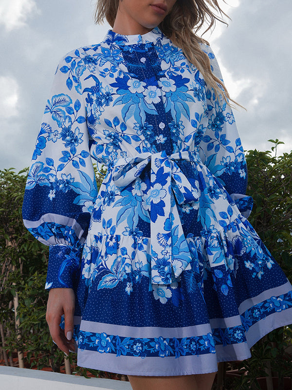 Vacation A-Line Floral Printed Square-Neck Dress