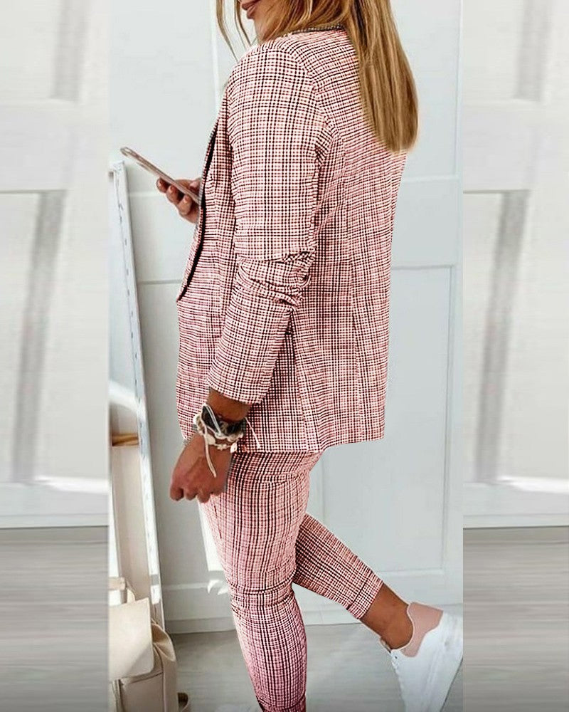 Plaid Comfortable Casual Suit
