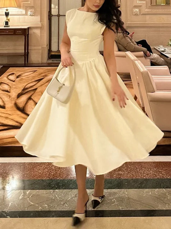 Solid Color Sleeveless A-Line Maxi Dresses