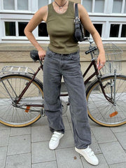 Mid Waist Loose Fit Jeans