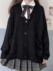 V-Neck Plain Cardigan