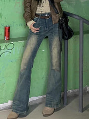 Vintage Distressed Splice Flare Jeans
