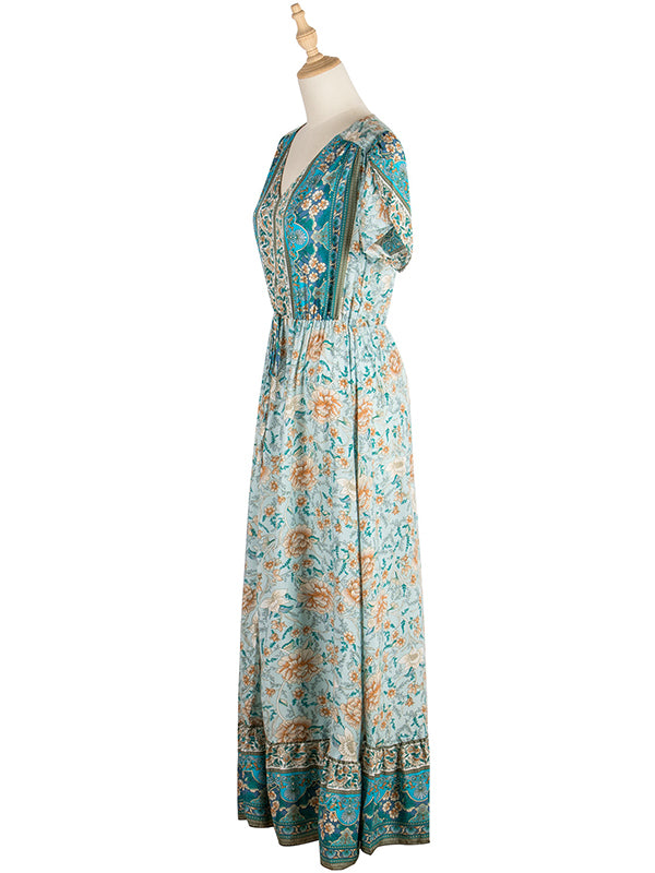 Bohemia A-Line Floral V-Neck Dress