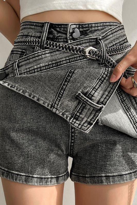 Smokey gray jeans irregular skirt