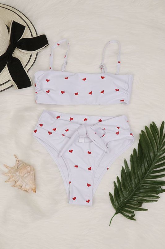 American tube top peach heart pants button-down bikini