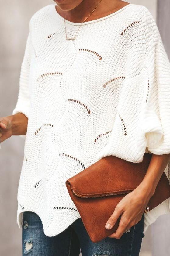 Hollow Crochet Loose Knitted Sweater