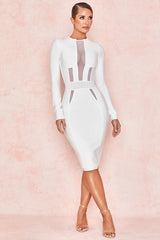 bandage dress round neck long-sleeved slim club