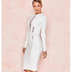 bandage dress round neck long-sleeved slim club