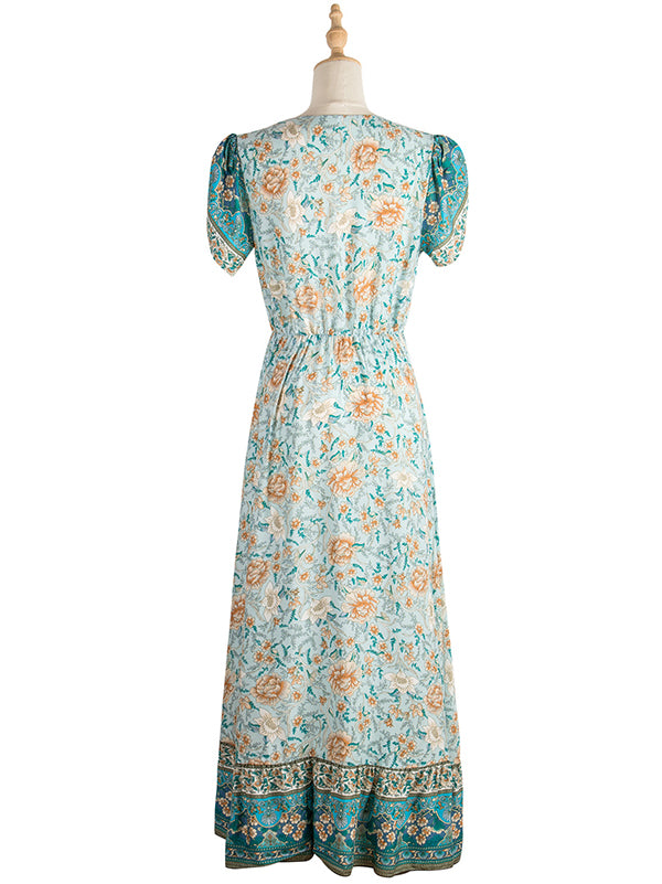 Bohemia A-Line Floral V-Neck Dress