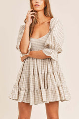 Smocked Gingham Babydoll Dress