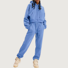 Blue Hoodie And Pants Matching Set