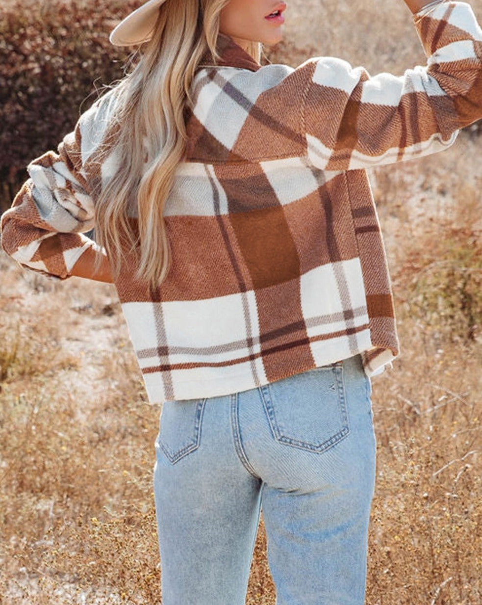 Western Plaid Flap Pockets Shacket