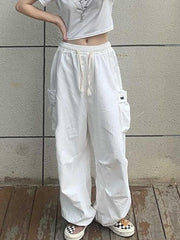 Mid Rise Drawstring Cargo Jogger Pants