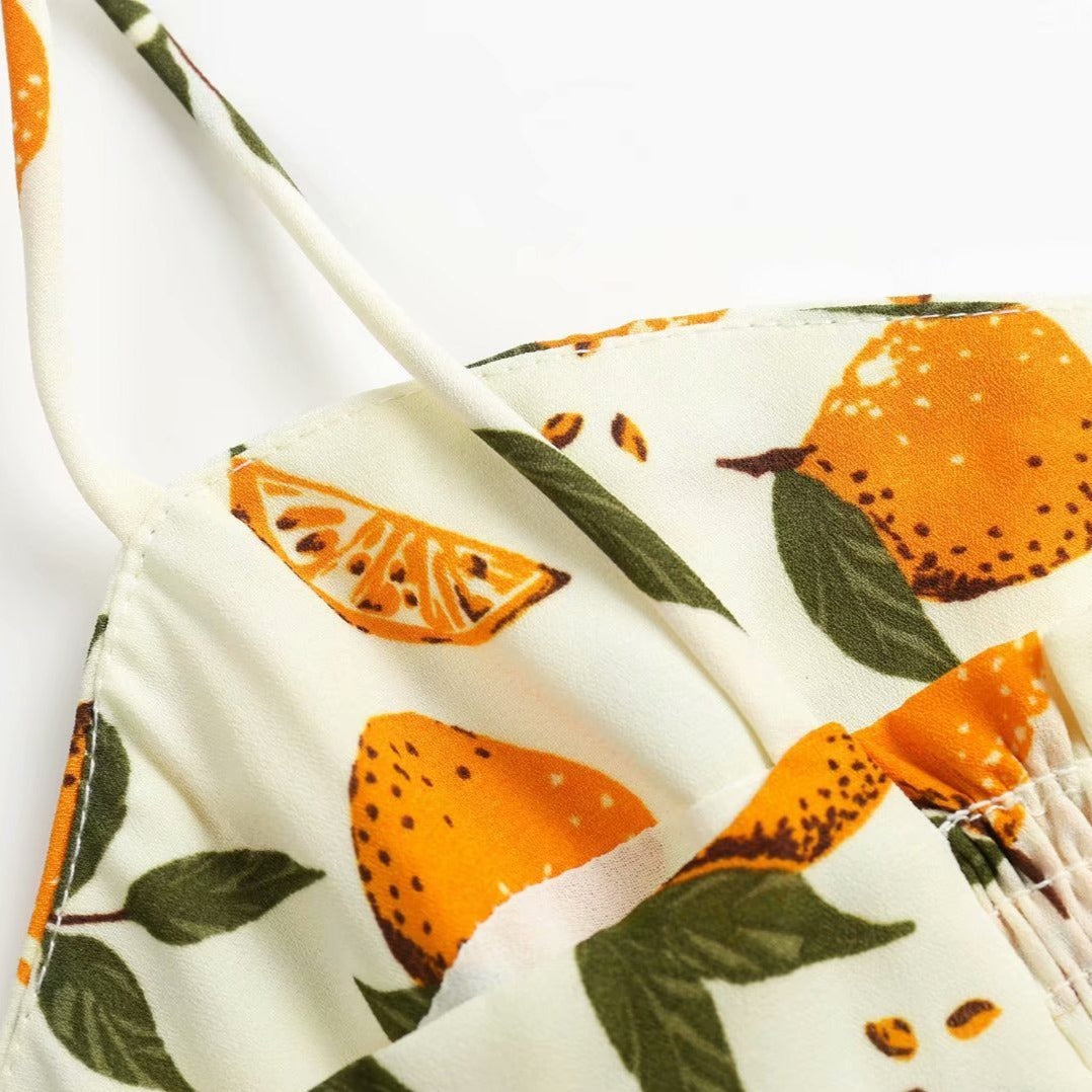 Cream Citrus Crop Top