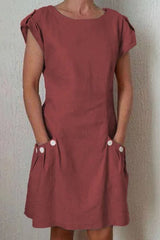 Fashion Street Solid Patchwork O Neck A Line Dresses(5 Colors)