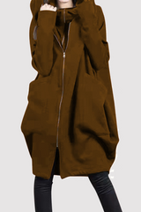 Casual Solid Pocket Zipper Hooded Collar Outerwear(8 Colors)