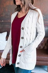 Casual Solid Split Joint Cardigan Collar Tops(6 colors)