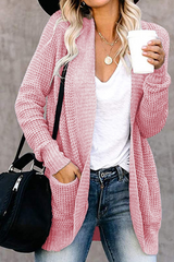 Casual Solid Split Joint Cardigan Collar Tops(6 colors)