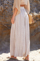 Casual Vacation Solid Patchwork Loose High Waist Wide Leg Solid Color Bottoms
