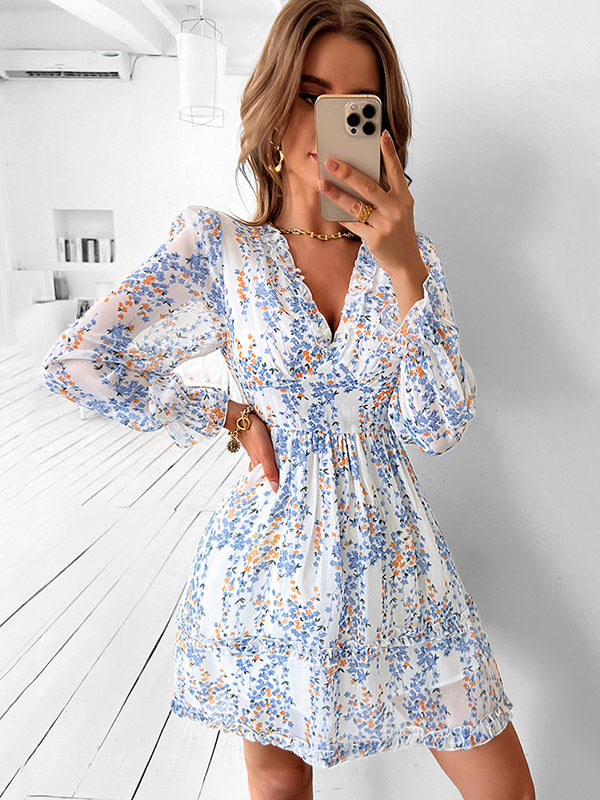 Bohemia A-Line Printing V-Neck Dress