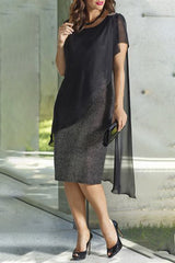Sexy Color Block Sequins O Neck One Step Skirt Dresses